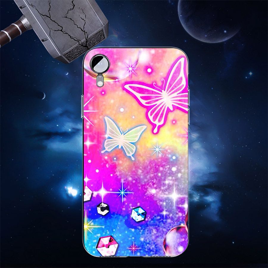 Ốp điện thoại kính cường lực cho máy iPhone XR - bướm đẹp MS BUOMD058