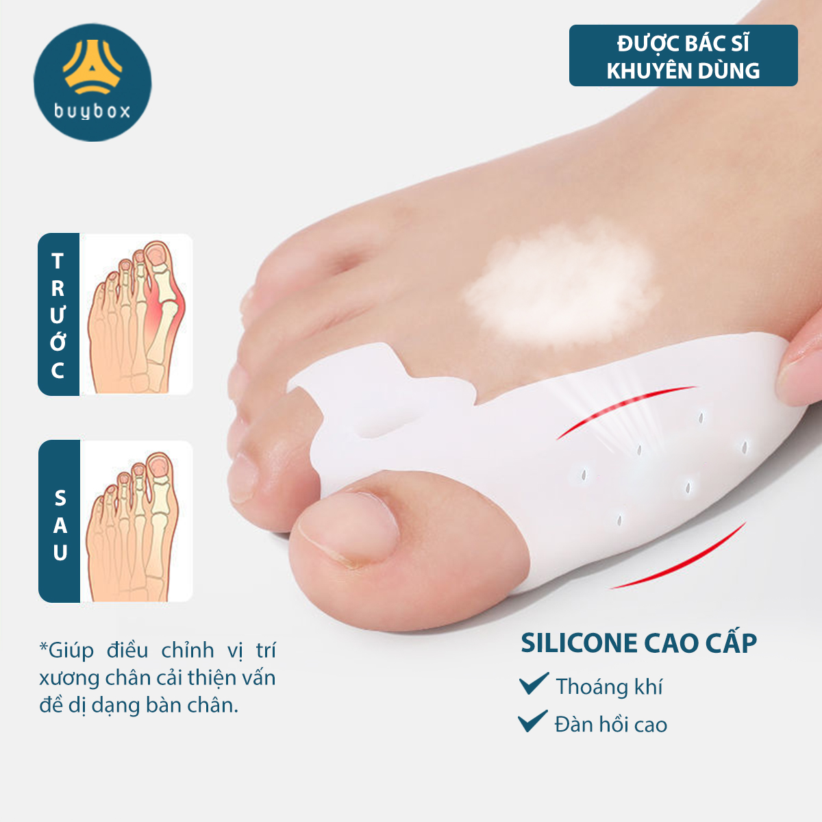 Combo 3 Cặp Nẹp Chỉnh Hình Ngón Chân Cái, Tách Ngón Giảm Đau Chân Khi Di Chuyển Nhiều - Buybox - BBPK271