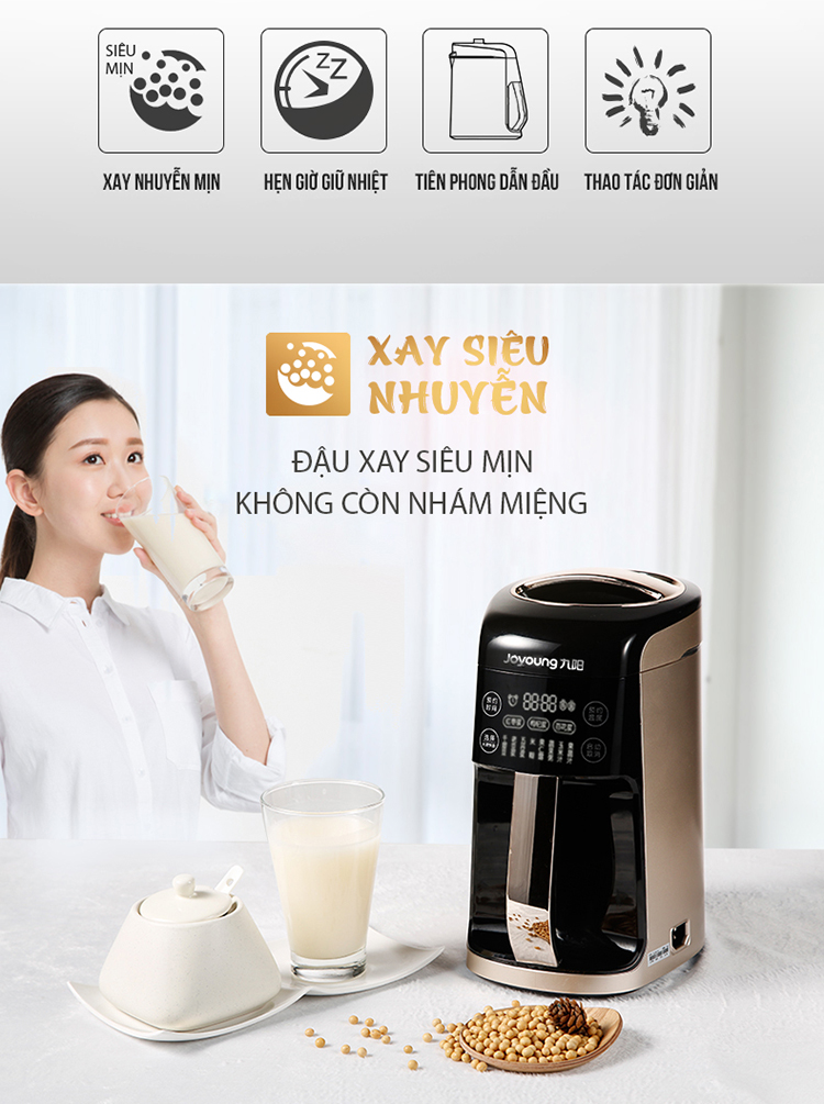 Máy Làm Sữa Đậu Nành Nguyên Xác, Máy Làm Sữa Hạt, Máy Xay Sinh Tố Đa Năng Joyoung P10  - Hàng Chính Hãng