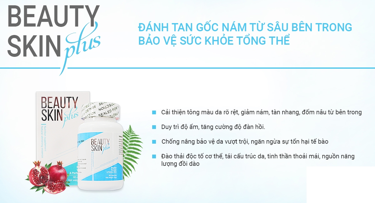 thực phẩm chức năng viên uống trị nám, trắng da, chống nắng beauty skin plus usa (60 viên) 1