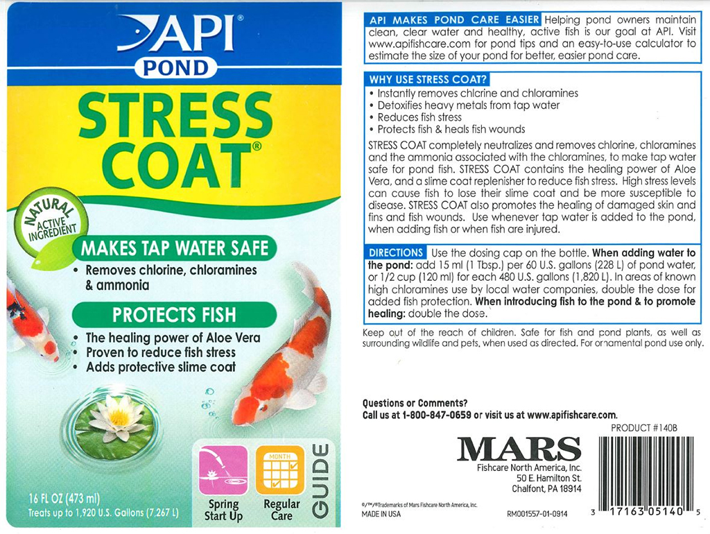 API - Pond Stress Coat (Chai 473 ml) | Giảm Stress, khử Clo cho hồ cá Koi thủy sinh