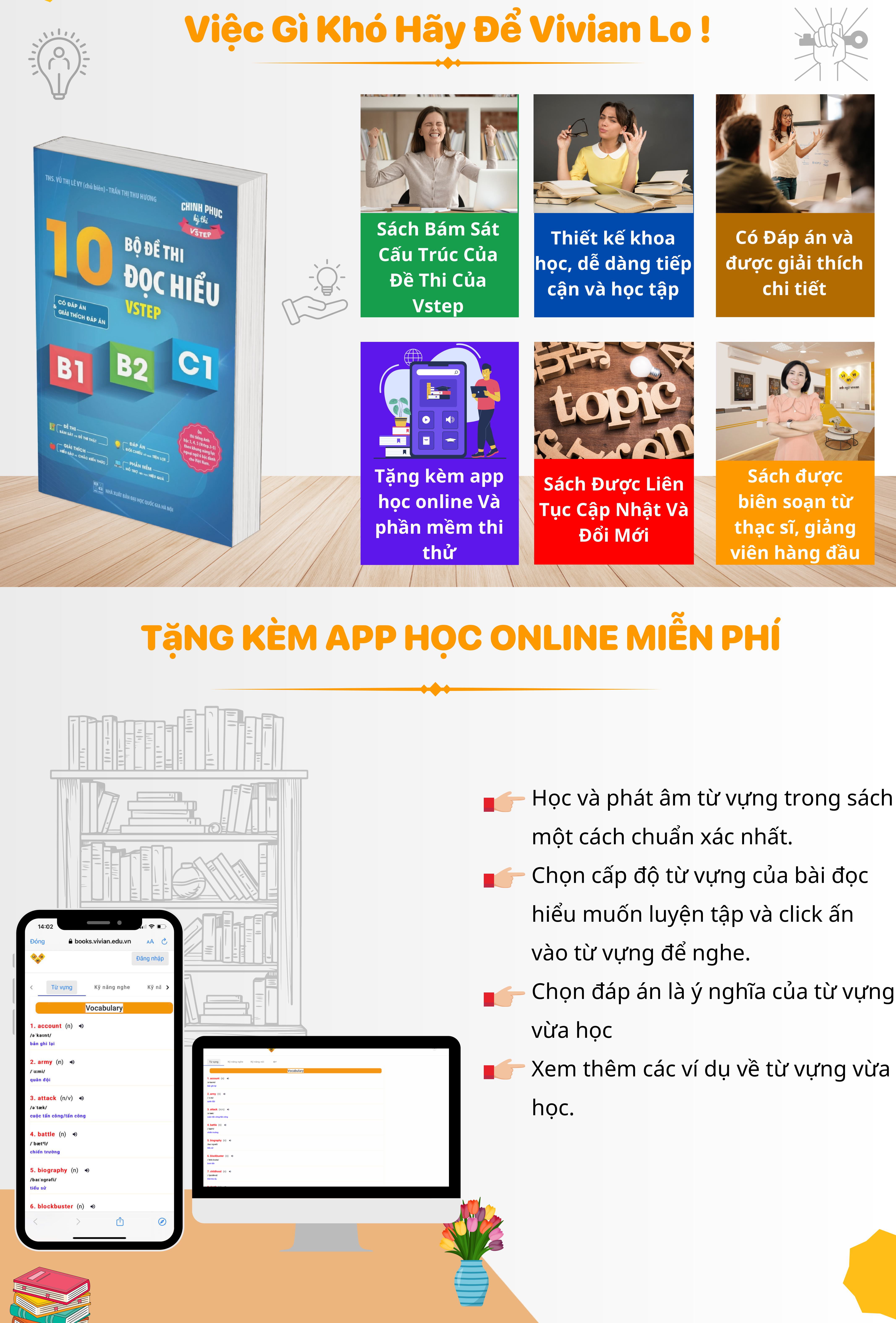 Sách 10 bộ đề thi Đọc hiểu Vstep B1-B2-C1 (tiếng Anh bậc 3,4,5)|Ôn thi TOEFL iBT reading, Vstep reading