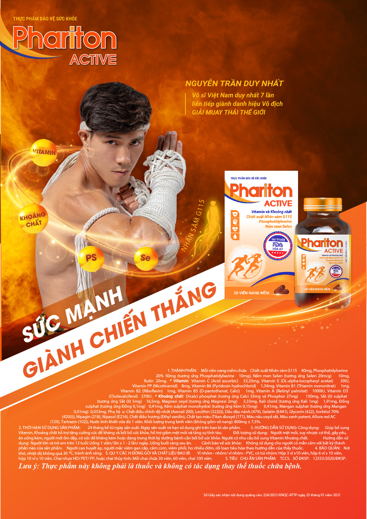 Thực phẩm bảo vệ sức khỏe PHARITON ACTIVE - Giảm mệt mỏi, tăng cường sức đề kháng (30 viên) 2