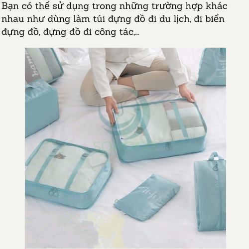 [VIDEO]- Set 8 túi đựng đồ du lịch đa năng, nhiều size- CHỌN MÀU- Bộ 8 túi phân loại đồ phù hợp đi công tác, du lịch cho nam và nữ
