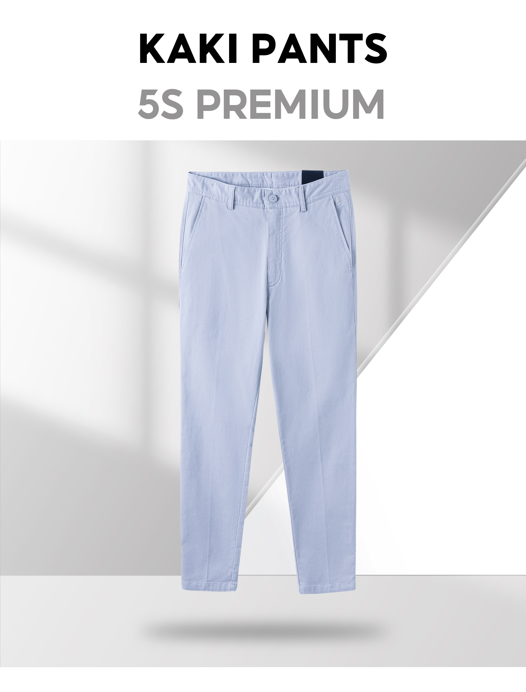 Quần Dài Kaki Nam 5S Premium, Chất Liệu Cotton Cao Cấp, Mềm Mịn, Giữ Phom, Thiết Kế Basic, Lịch Sự (QKD23003)