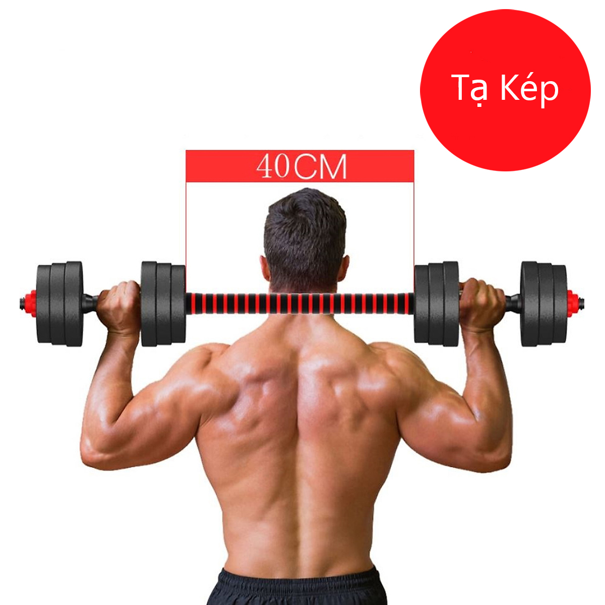 Bộ Tạ Tập Gym Tại Nhà 40kg - Bộ Tạ Tay Đa Năng Điều Chỉnh Cân Nặng - Kết Hợp Tạ Tay, Tạ Đẩy, Tạ Đòn - Phân loại (40kg) - Hàng Chính Hãng
