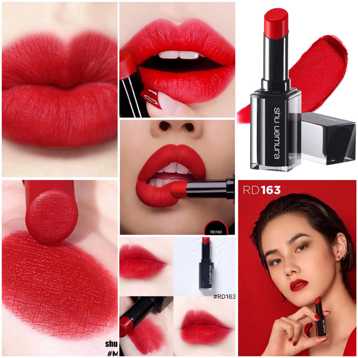 Son Shu Uemura Rouge Unlimited Matte M RD 163 Màu Đỏ Tươi Thuần (Chất Son Lì)