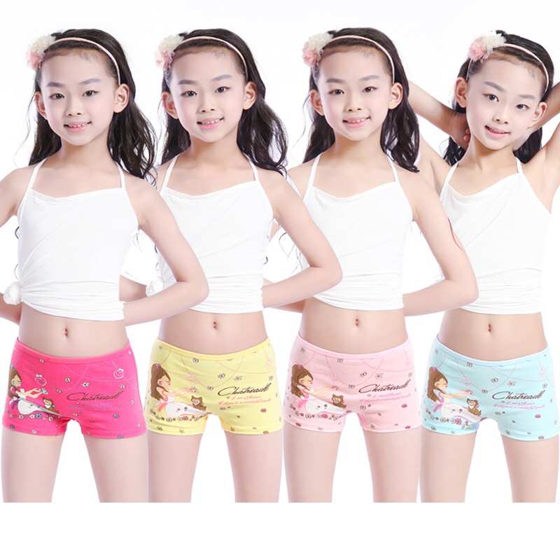 Quần chip trẻ em kháng khuẩn Quần lót boxer bé gái 5 đến 10 tuổi quần sịp cotton cao cấp nhập khẩu giao mẫu ngẫu nhiên