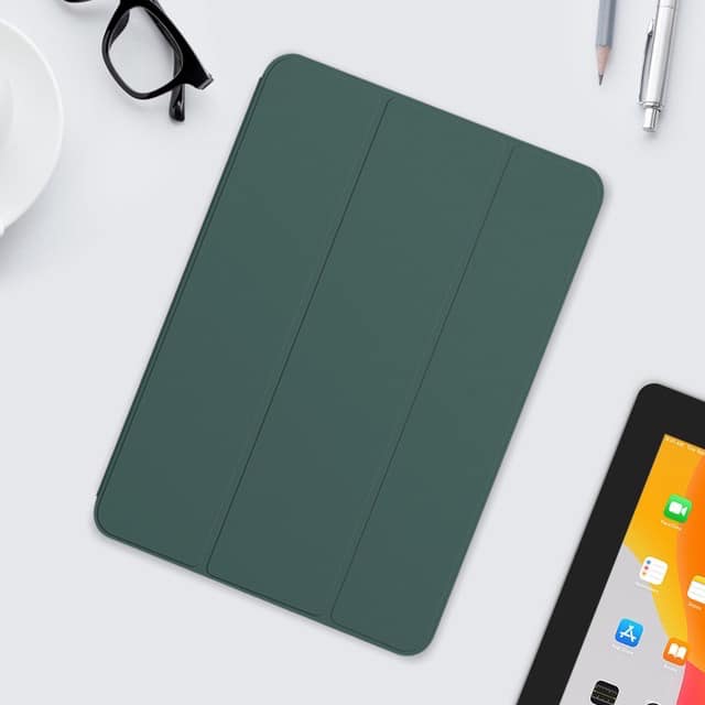 BAO DA SMART COVER SILICON, ỐP LƯNG SILICON CHO IPAD CÓ KHE CÀI BÚT APPLE PENCIL CHO IPAD 10.2 INCH, 10.5 INCH, IPAD PRO 11 INCH, IPAD AIR 4 10.9 INCH MÀU XANH RÊU
