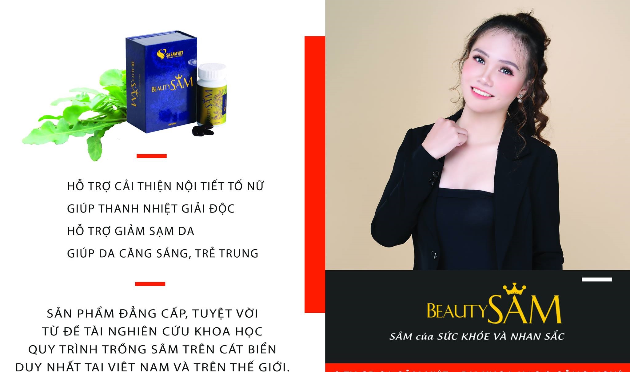 Viên uống Đẹp Da (BeautySAM) - Da sáng bóng, nhẵn mịn, hồng hào từ bên trong một cách tự nhiên, nâng cao thể trạng, thải độc và thanh lọc cơ thể, Cải thiện nội tiết tố nữ