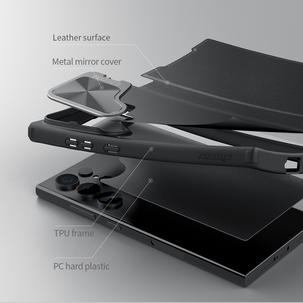 Ốp Lưng Nillkin Qin Prop Leather Case cho Samsung Galaxy S24 Ultra - Hàng Chính Hãng