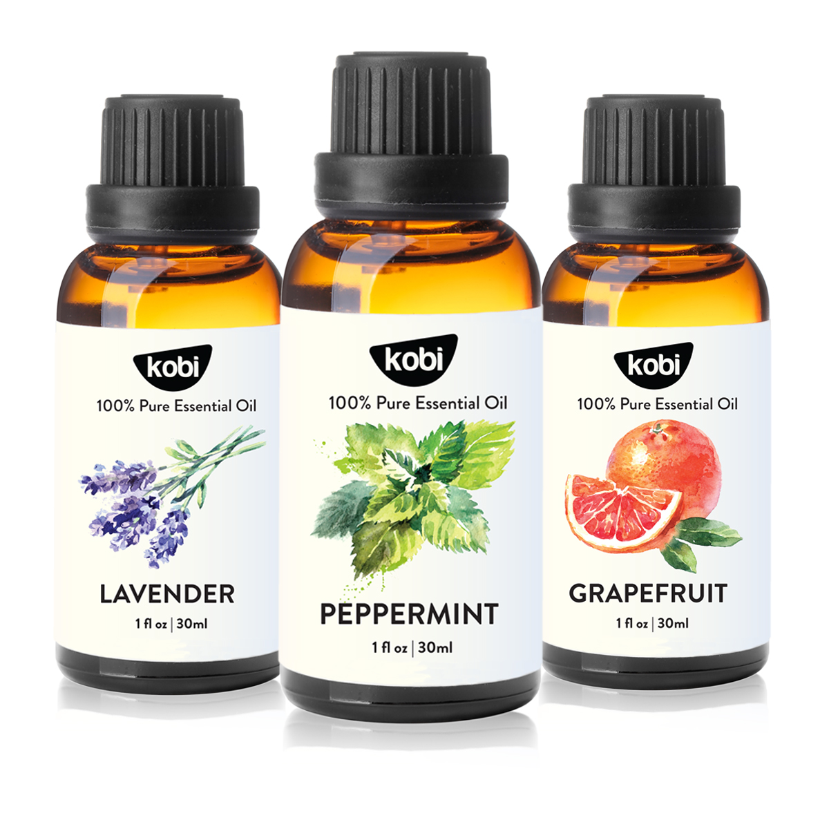 Combo 3 Tinh Dầu Kobi Nhập Khẩu Ấn Độ: Tinh Dầu Bạc Hà (30ml) + Tinh Dầu Oải Hương (30ml) + Tinh Dầu Vỏ Bưởi (30ml)  - Tinh Dầu Thiên Nhiên Nguyên Chất, Giúp Giảm Stress, Xua Đuổi Côn Trùng Và Khử Mùi Hiệu Quả, Thích Hợp Dùng Với Đèn Xông Và Máy Khuếch Tá