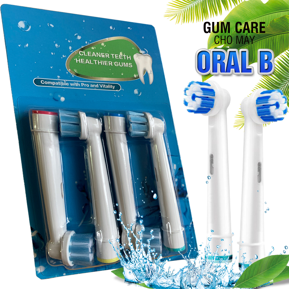 cho máy oral b braun, set bộ 4 đầu bàn chải đánh răng điện thay thế dan house new gum care, sợi cước siêu mềm, cho răng lợi nhạy cảm 1