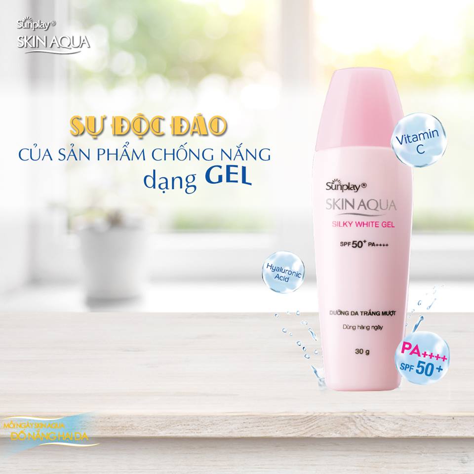 Gel Chống Nắng Dưỡng Trắng Sunplay Skin Aqua Silky White Gel SPF 50+ PA++++ (30g) + Tặng Kem rửa mặt Hada Labo 25g
