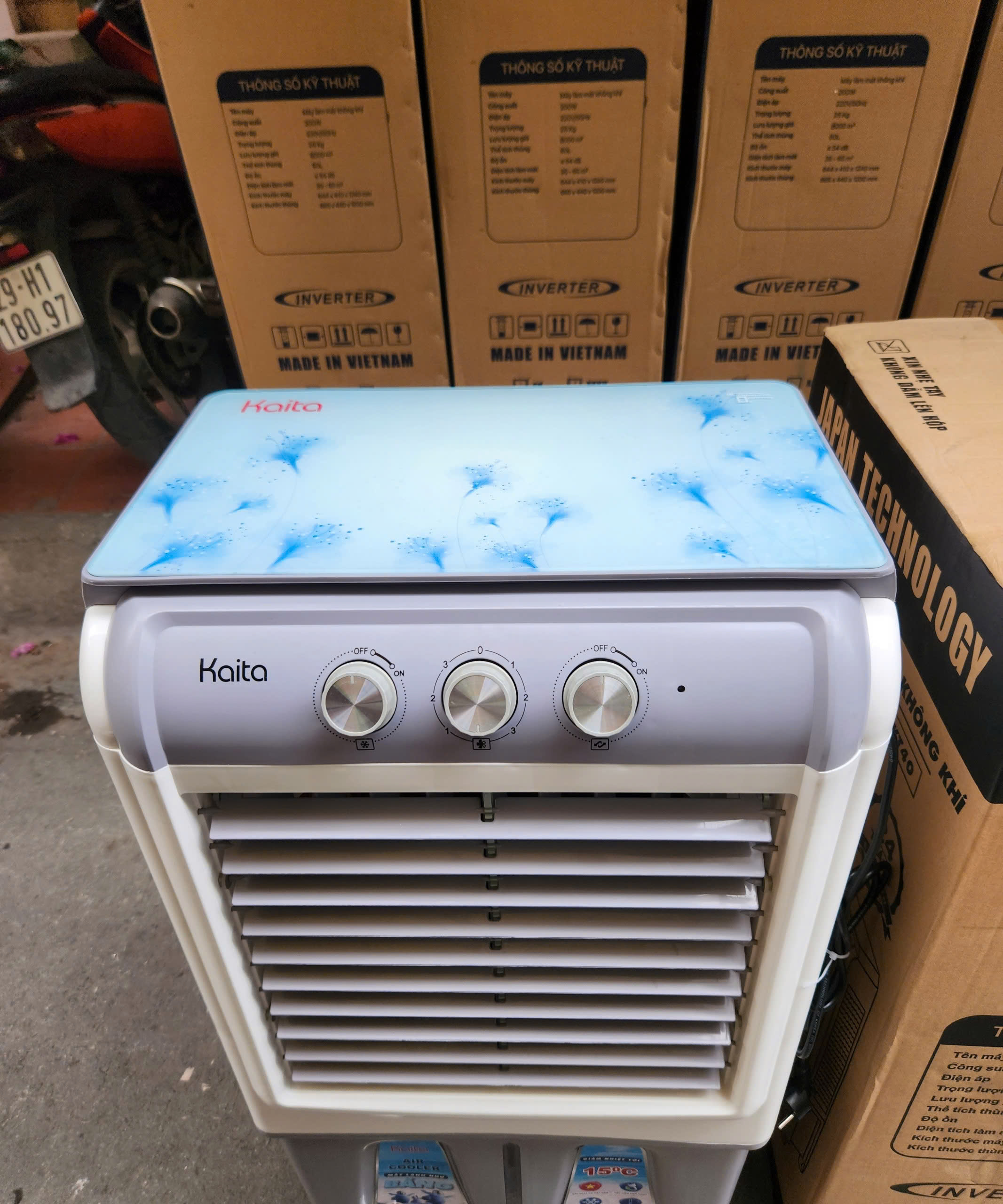 Quạt đá, quạt hơi nước, quạt điều  hoà 45L có bánh xe tặng kèm 2 hộp đá khô, Hàng chính hãng