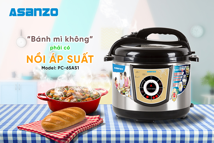 Nồi Áp Suất Đa Năng Asanzo PC-65AS1 (6L) - Hàng Chính  - Hàng Chính Hãng