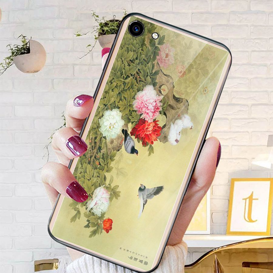Ốp điện thoại kính cường lực cho máy Oppo A83/A1 - mẫu đơn MS MAUDON019