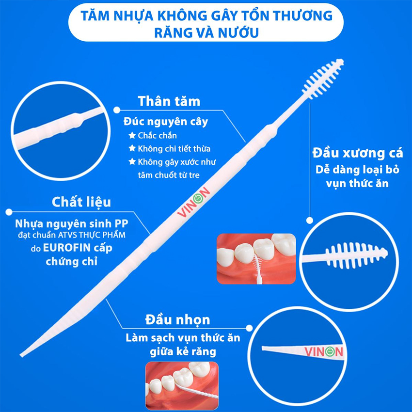 Tăm nhựa nha khoa CHÍNH HÃNG VINON (hộp 300 cây)