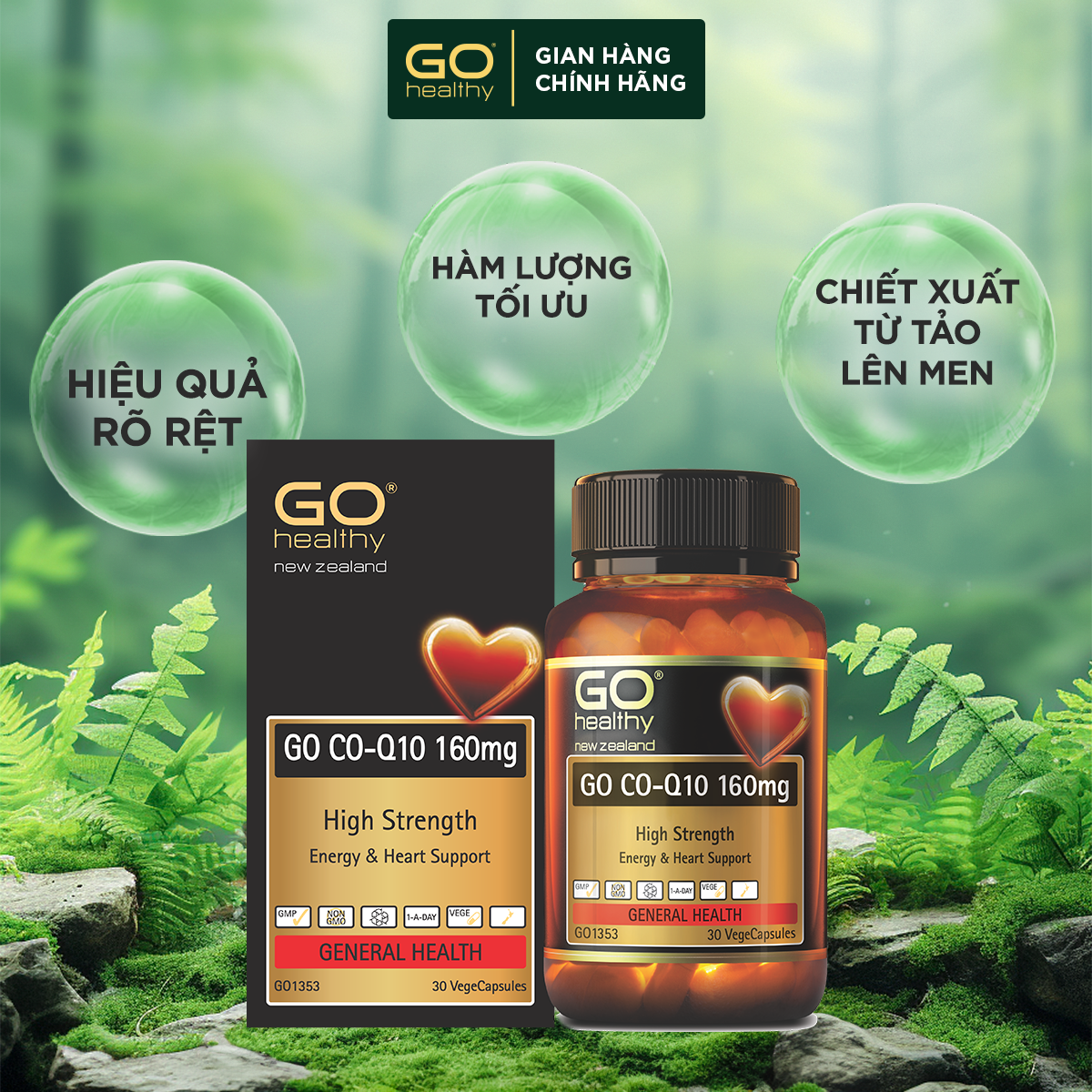 GO CO Q10 160MG 30 VIÊN - Viên uống bổ tim nhập khẩu chính hãng GO Healthy New Zealand