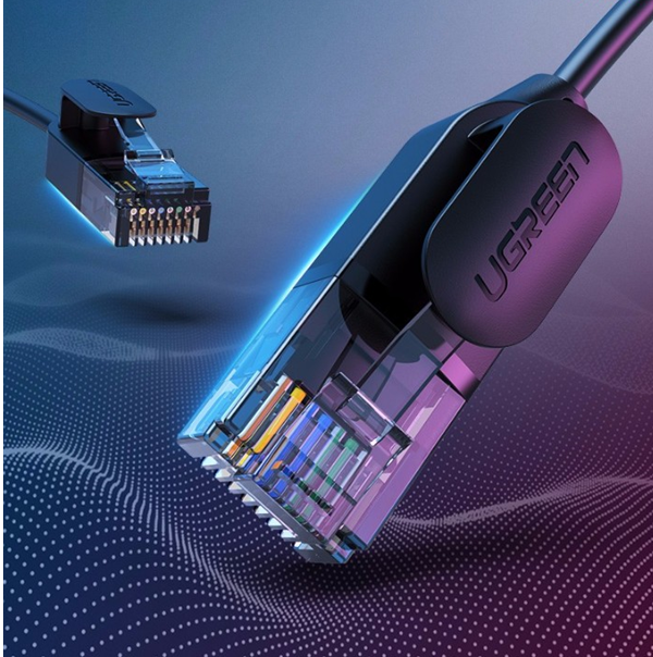 cáp mạng Utp LAN Ethernet toàn đồng Ugreen 122SM70656NW 10M 10Gbps 500MHz cat6a màu đen siêu mỏng OD2.8mm hàng chính hãng