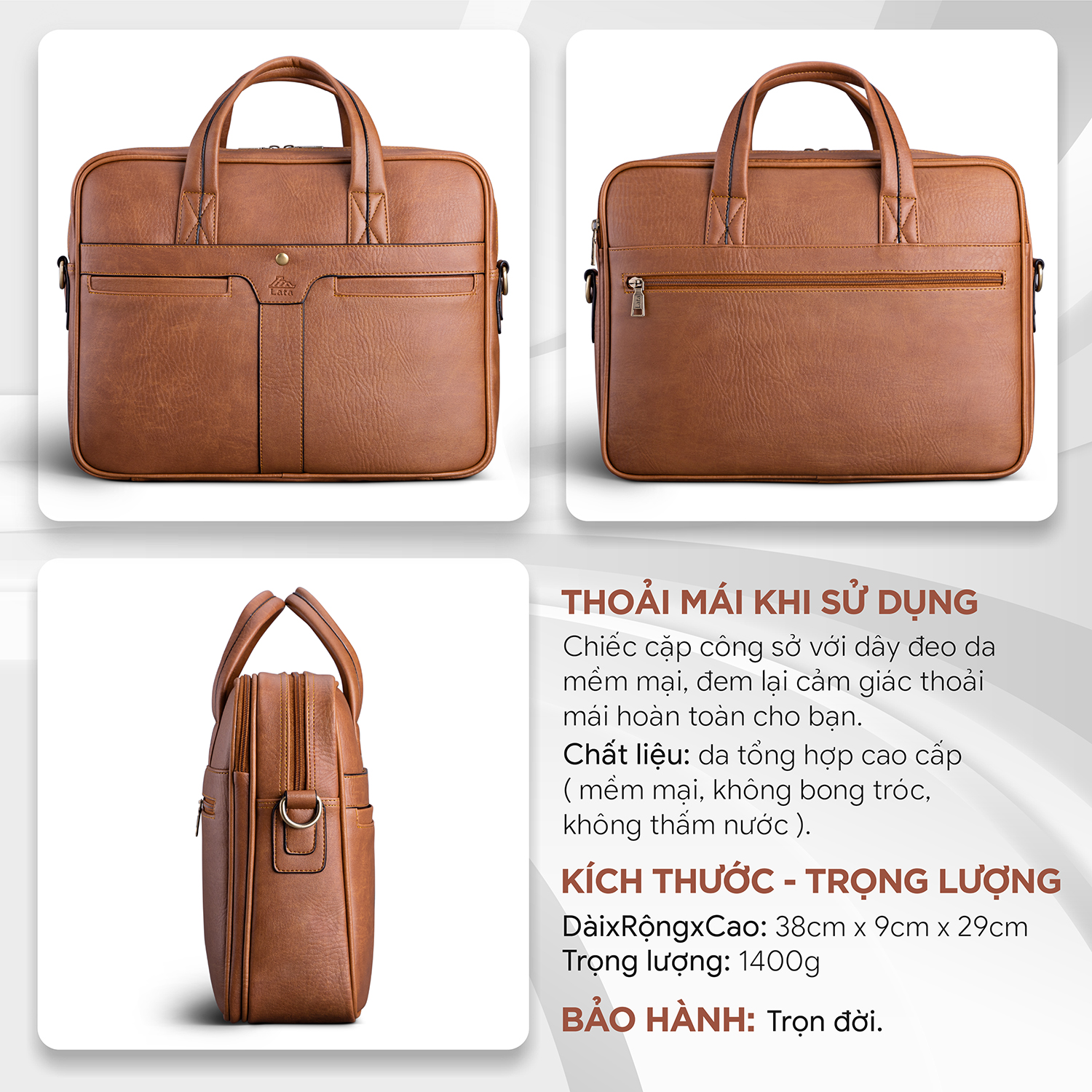 Cặp Công Sở Lata ( Thời trang nam basic - Cặp da CA34 )
