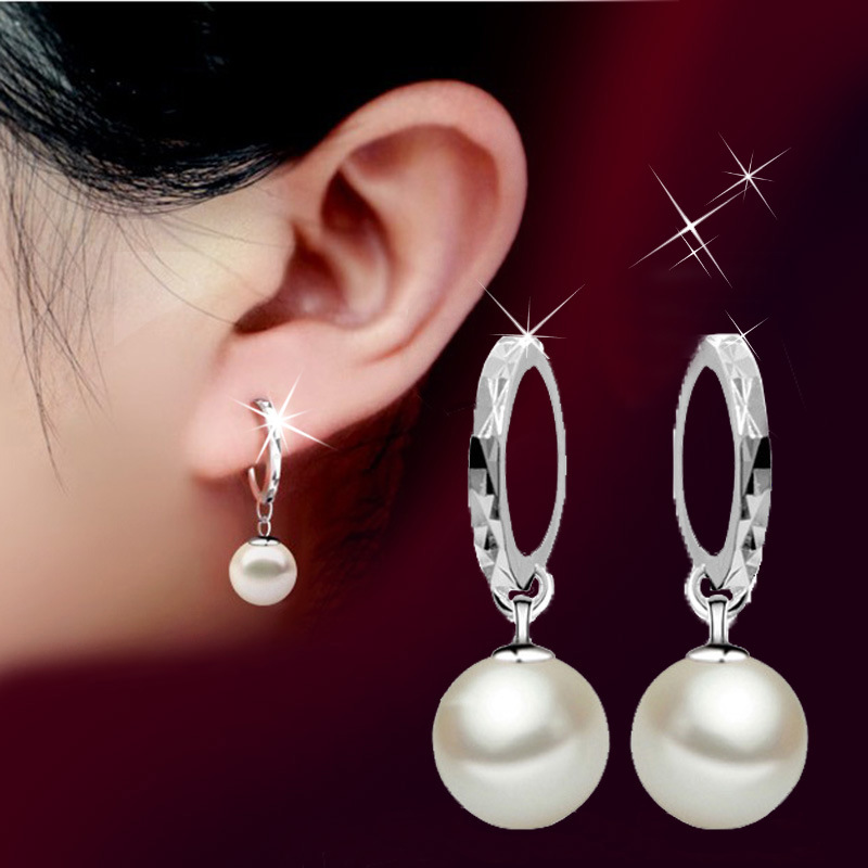Bông tai nữ tòng teng siêu dễ thương đính đá zircon sang trọng, cườm giả ngọc 