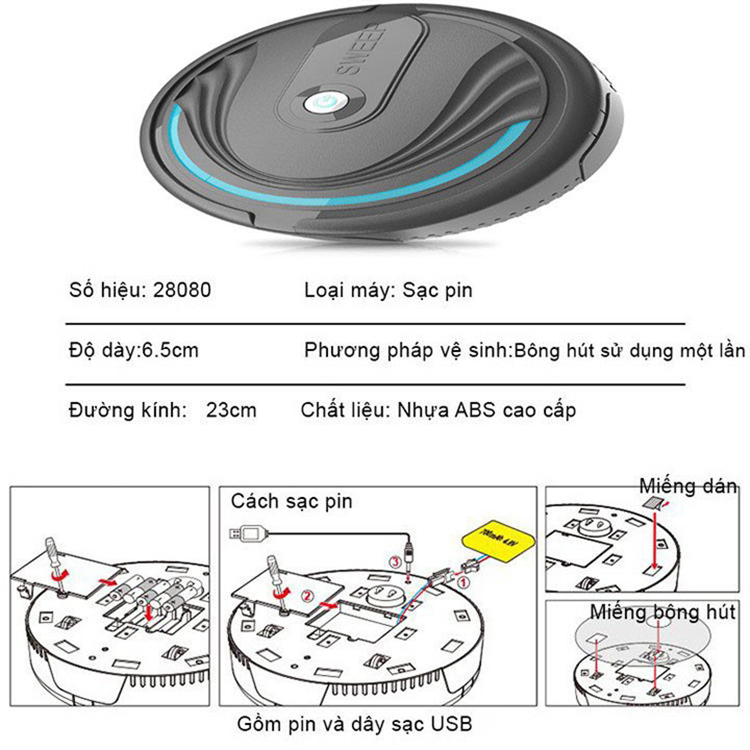 Máy quét nhà tự động Sweep (Giao màu ngẫu nhiên)