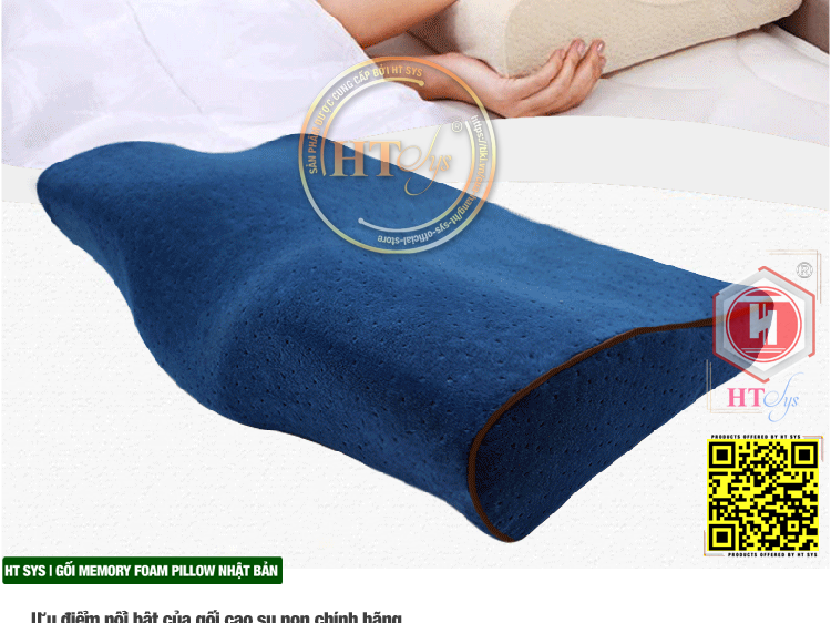 Gối ngủ cao su non HT SYS - Gối cao su non Memory Foam Nhật Bản - Gối giúp ngủ nhanh , chống mỏi vai gáy - Hàng Chính Hãng