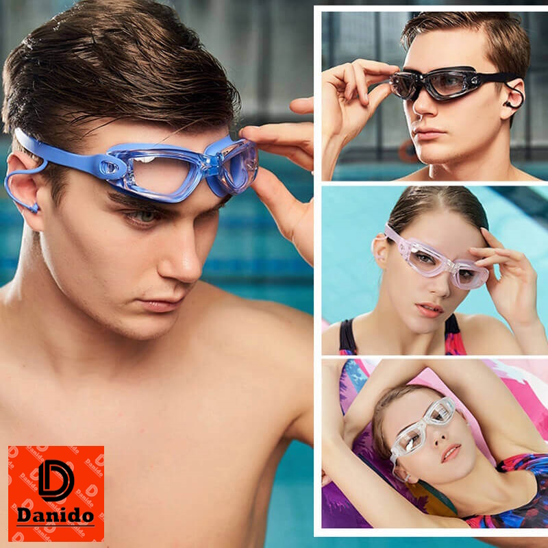 Kính bơi nam nữ tráng gương cao cấp có bịt tai - Kính bơi chống tia UV, chống sương mù thiết kế chống trơn trượt, co giãn - Hàng chính hãng D Danido  