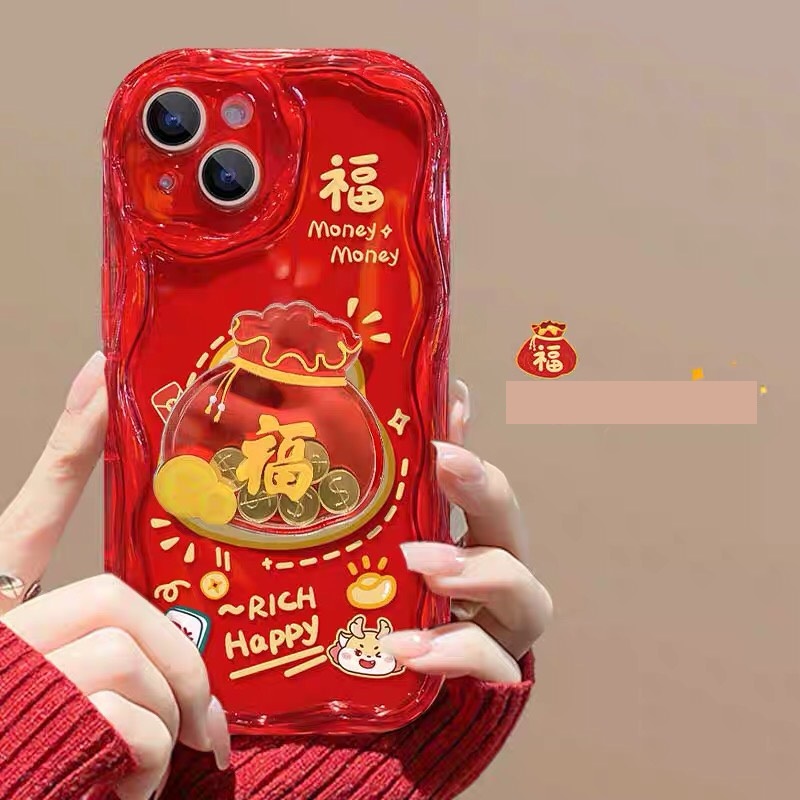 Ốp lưng cho iPhone 15 | 15 Plus | 15 Pro | 15 Pro Max | 14|13|12|11|11Pro Max viền sóng túi thần tài sang trọng Kai Nguyễn( hàng chính hãng)