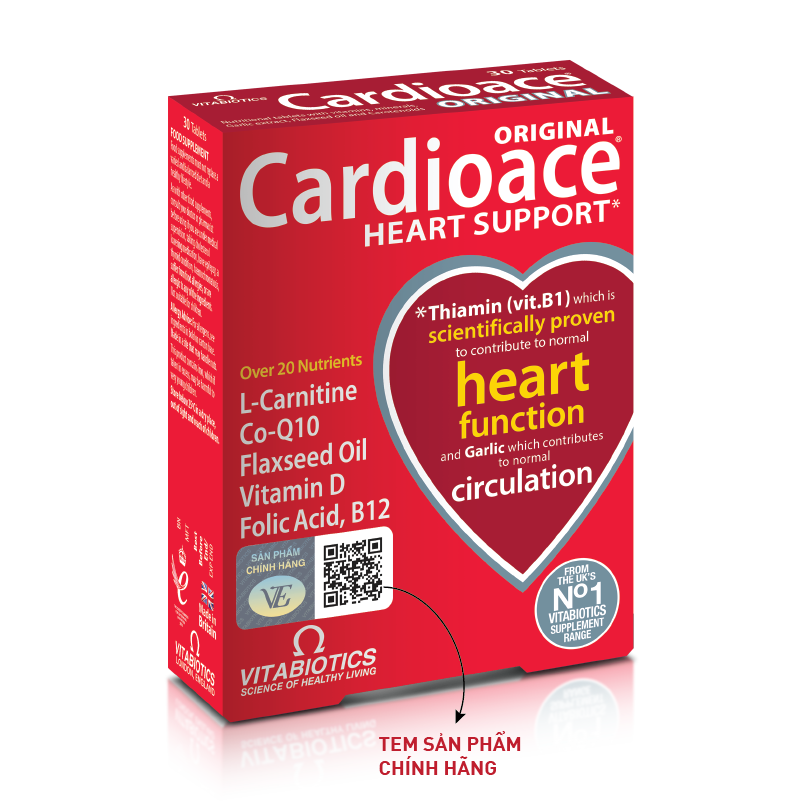 Thực phẩm bảo vệ sức khỏe CARDIOACE - Hỗ trợ sức khỏe tim mạch - HÀNG CHÍNH HÃNG - CÓ TEM CHÍNH HÃNG - Hộp 30 viên - KÈM QUÀ TẶNG 2