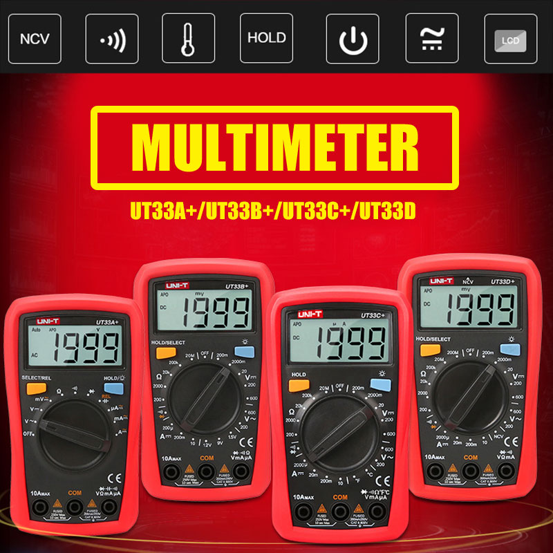 Multi Function Multimeter Digital Voltmeter Practical 2mF Red Black Test Kit