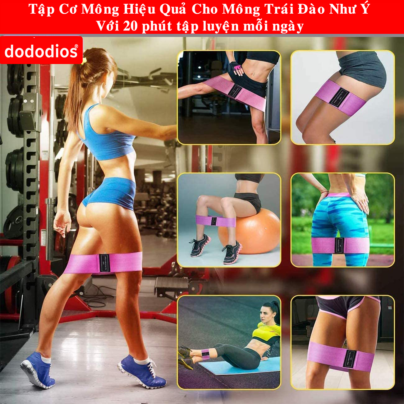 Dây kháng lực tập gym mông đùi chính hãng