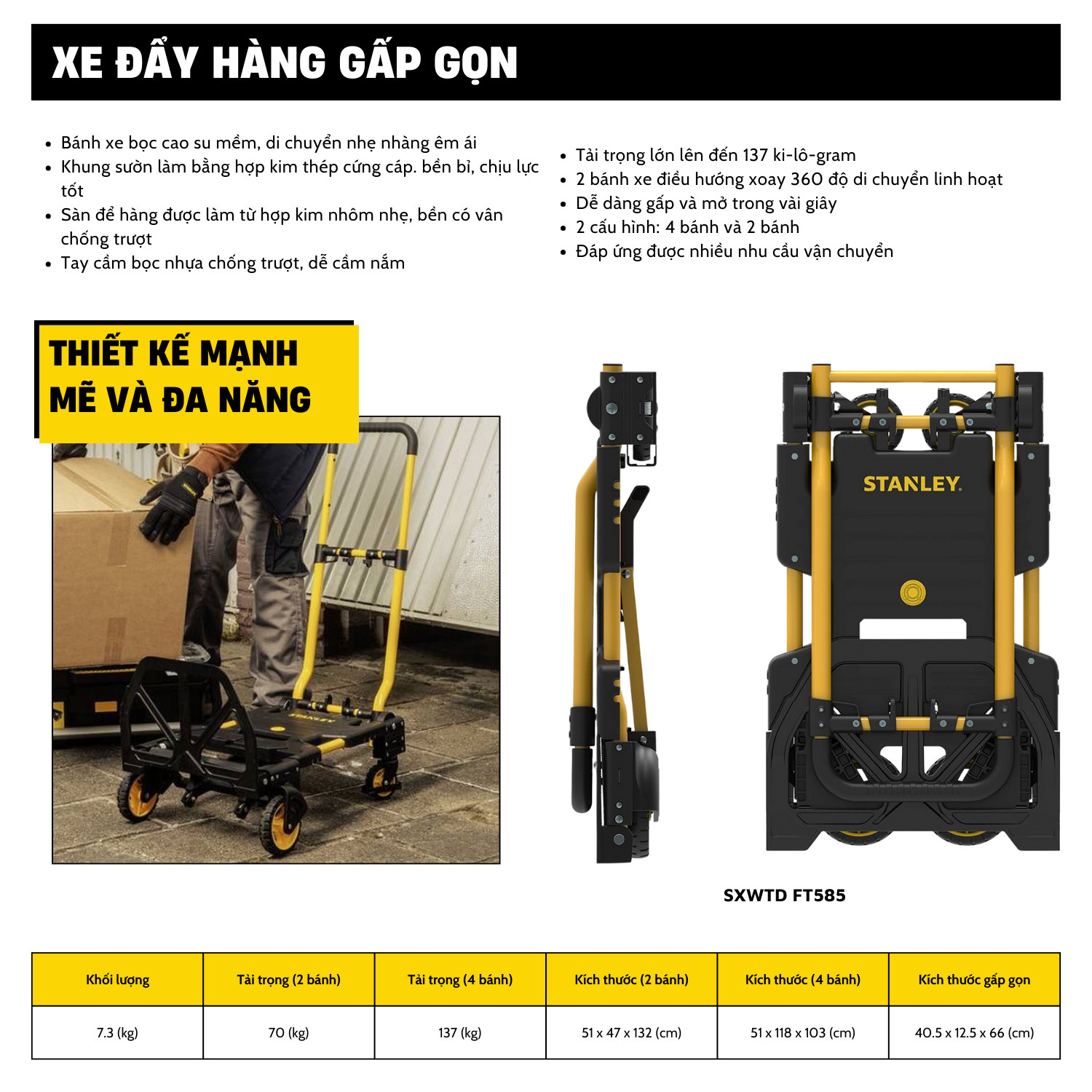 Xe đẩy hàng đa năng Stanley FT585