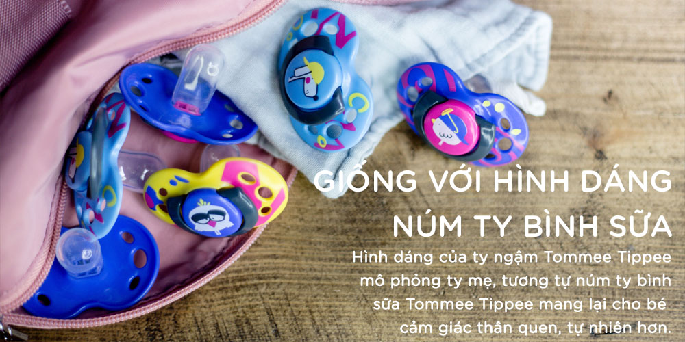 Ty ngậm thoáng khí cho bé Tommee Tippee Air 0-6 tháng (vỉ đôi) - Mèo hồng
