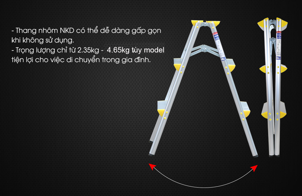 Thang Nhôm Gấp Chữ A Nikawa NKD-05 - 5 Bậc - 1.26 Mét