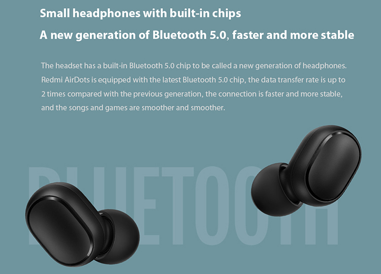 Xiaomi Redmi AirDots Mini Dual V5.0 Wireless Earphones BT Earphones 3D Stereo Sound Earbuds with Dual Microphone and - Black