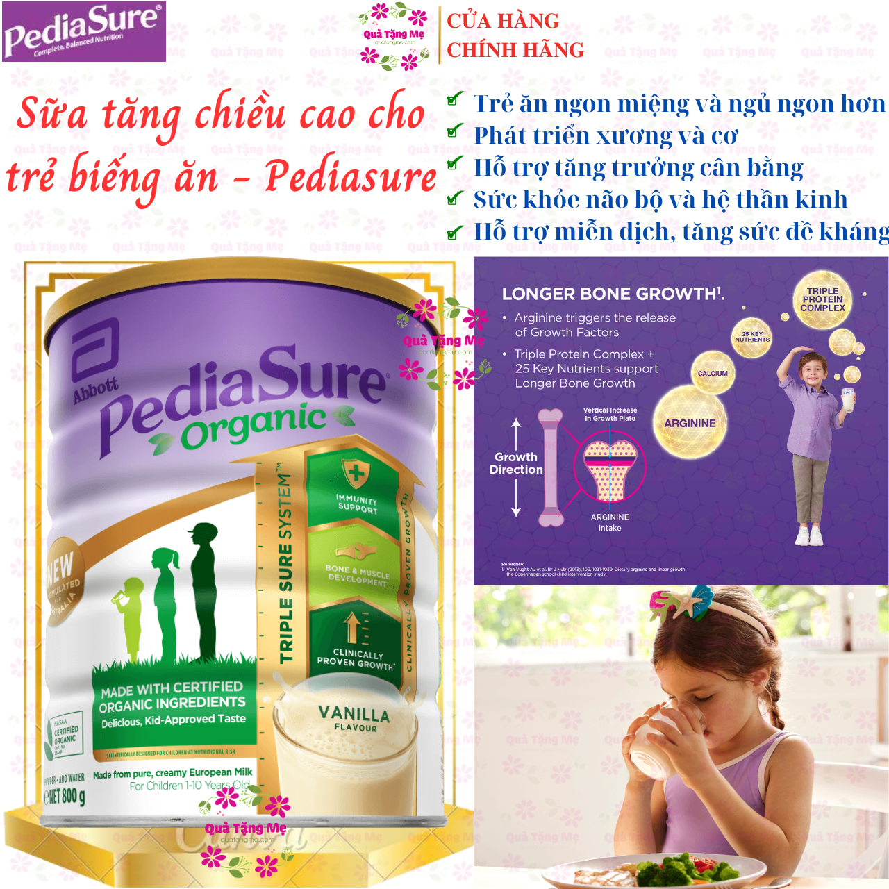 Sữa tăng chiều cao cho trẻ biếng ăn từ 1-10 tuổi Úc Pediasure