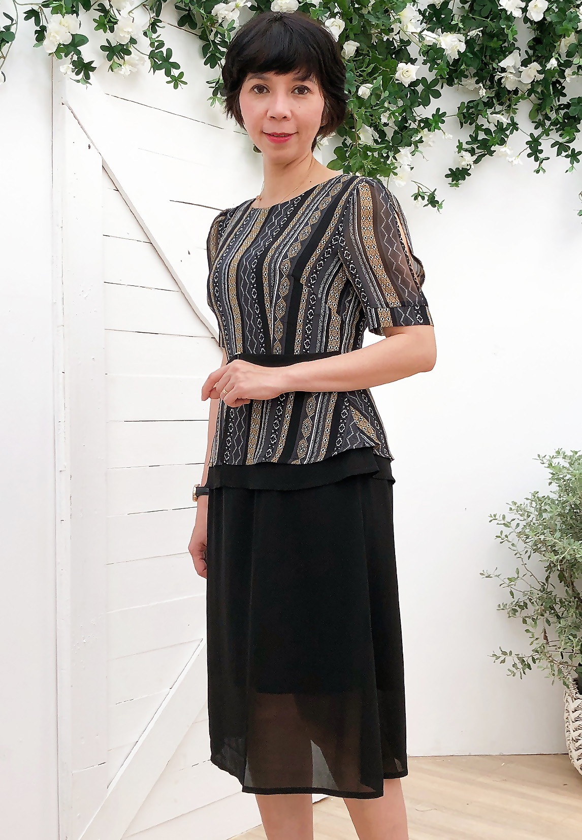 Đầm trung niên suông peplum TIFALU672 - Đầm thiết kế bigsize sang trọng