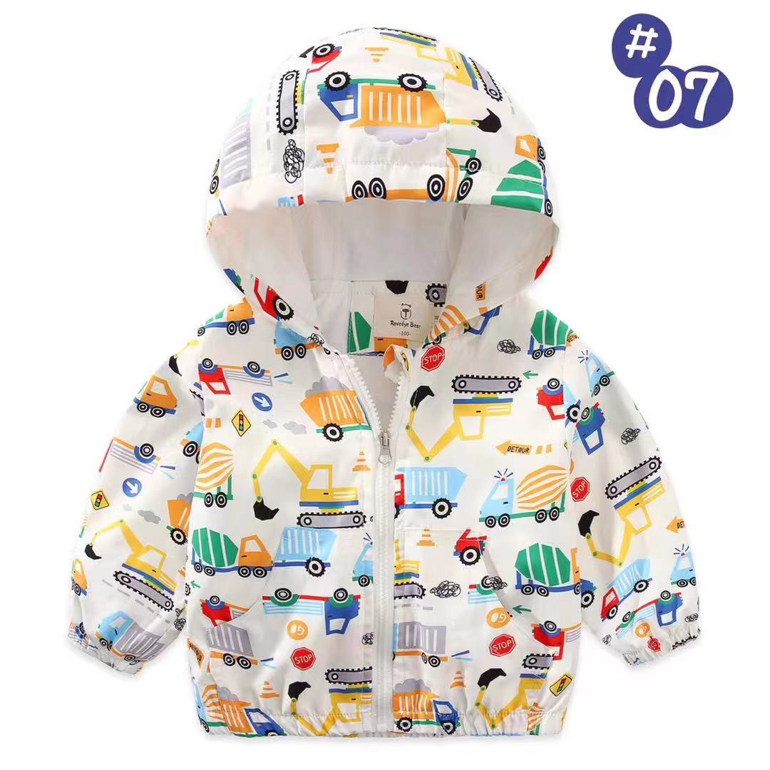 Áo khoác gió bé trai 2-7 tuổi 2 lớp in hình ngộ nghĩnh, Áo gió cho bé xuất Hàn bên trong lót cotton hàng Quảng Châu