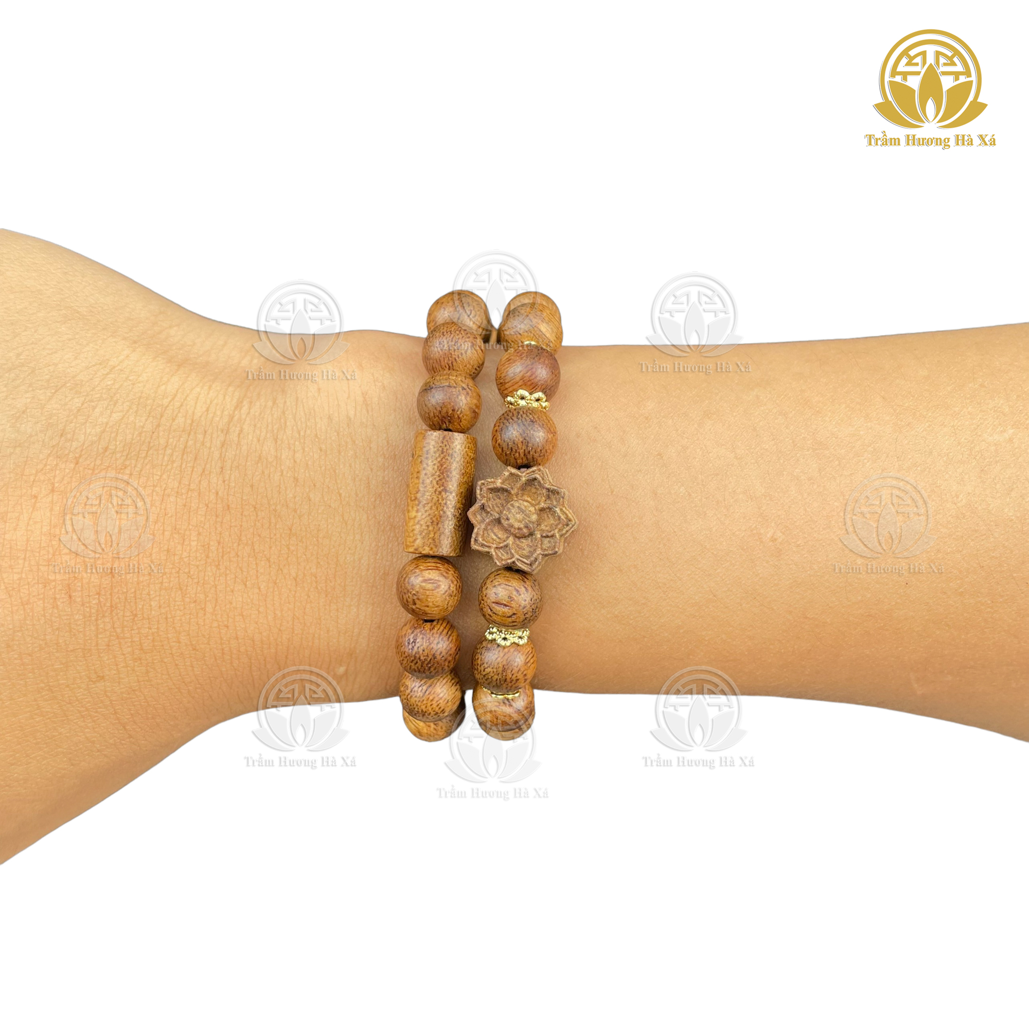 Vòng tay đôi trầm hương phong thủy HÀ XÁ mix charm hoa sen hồ ly phật di lặc phật bà quan thế âm đeo tay cặp đôi nam nữ may mắn bình an tài lộc