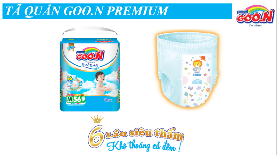 Tã quần Goon Premium cao cấp gói siêu đại M68 (7kg ~ 12kg) 68 miếng