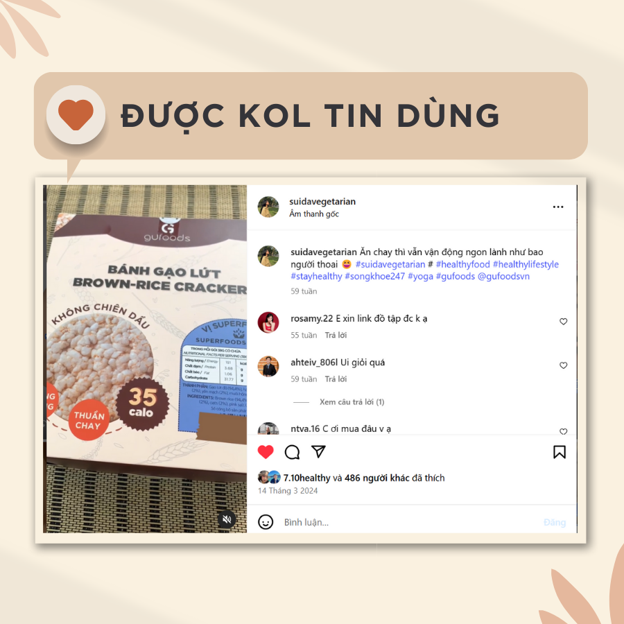 Bánh gạo lứt GUfoods (300g) - Không chiên dầu, Không đường, Từ gạo và ngũ cốc nguyên hạt, Lành mạnh, Phù hợp Eat clean, Ăn vặt healthy, Thực dưỡng, Tập gym, Thuần chay, Đa dạng hương vị