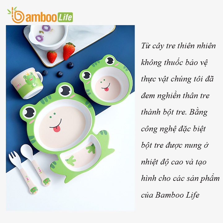 Bộ khay ăn cho bé Bamboo Life BL040 hàng chính hãng từ sợi tre thiên nhiên Dụng cụ ăn dặm cho bé Bộ chén bát ăn dặm cho bé Đồ dùng ăn dặm cho bé 4