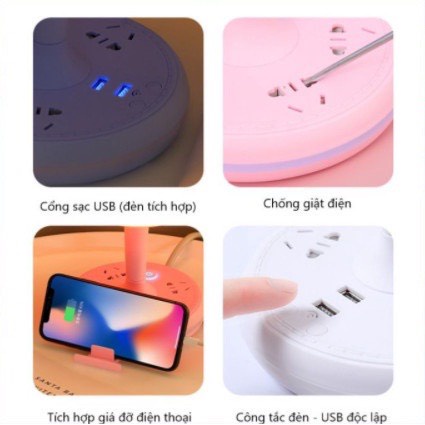 Đèn Ngủ Để Bàn Có Điều Khiển Từ Xa Kèm Ổ Cắm Điện USB Đa Năng - HÀNG CHÍNH HÃNG MINIIN