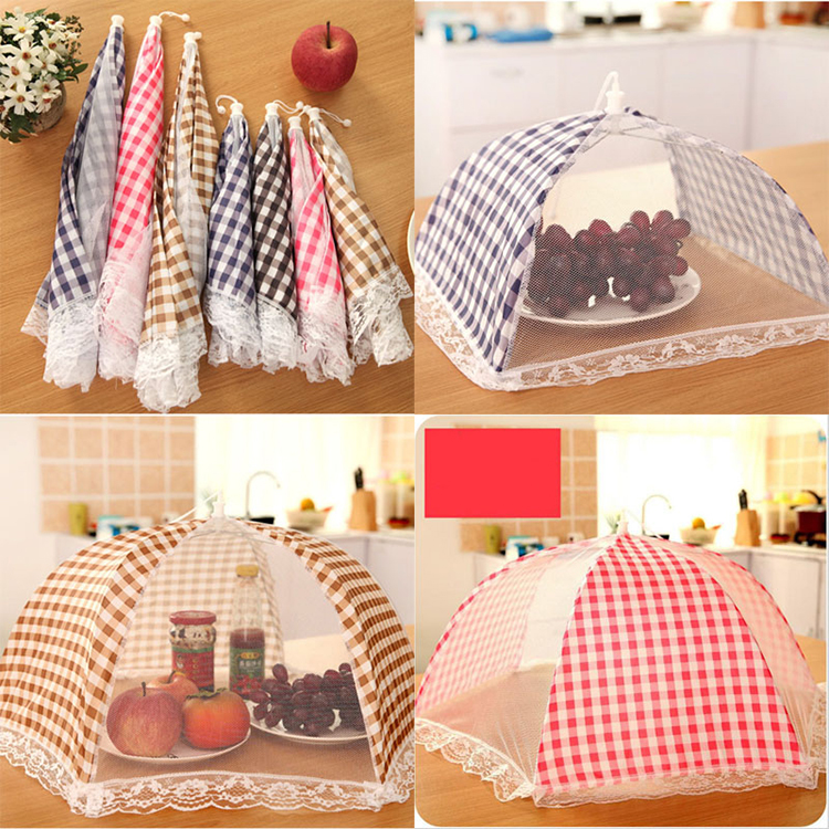 Grid Style Lace Kitchen Food Dish Cover Umbrella Folded Hygiene Health