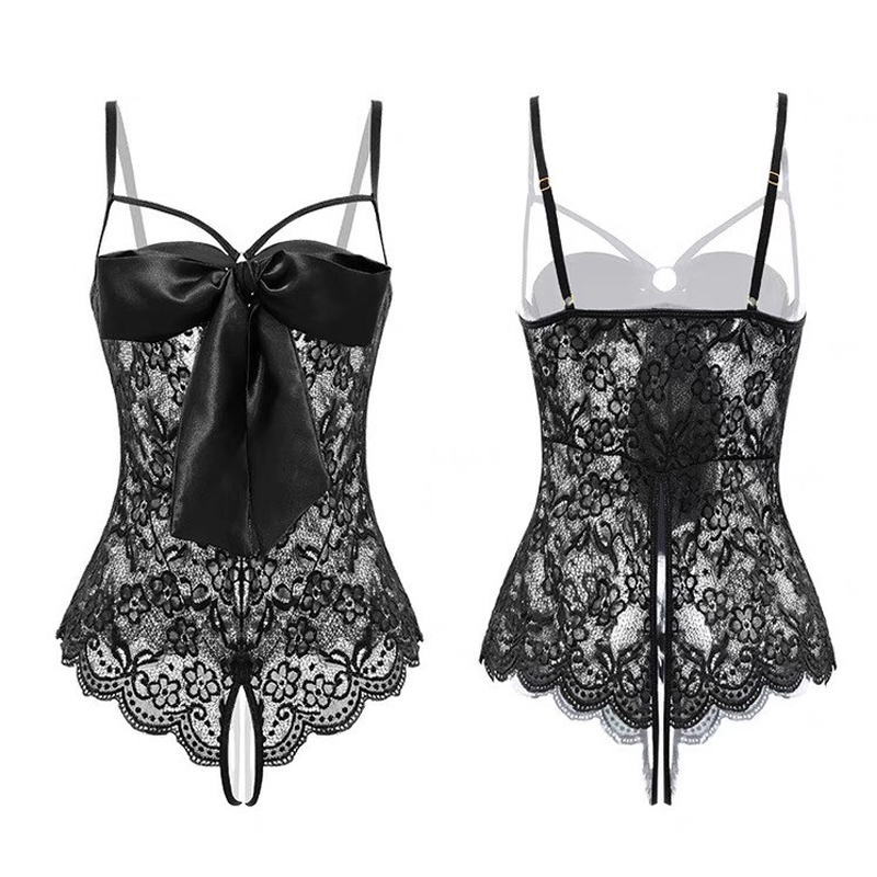 Váy ngủ bodysuit ren thắt nơ sexy BT0107 -  Bộ Đồ Ngủ Liền Thân Bodysuit - Đầm bodysuit - Đồ ngủ mặc nhà