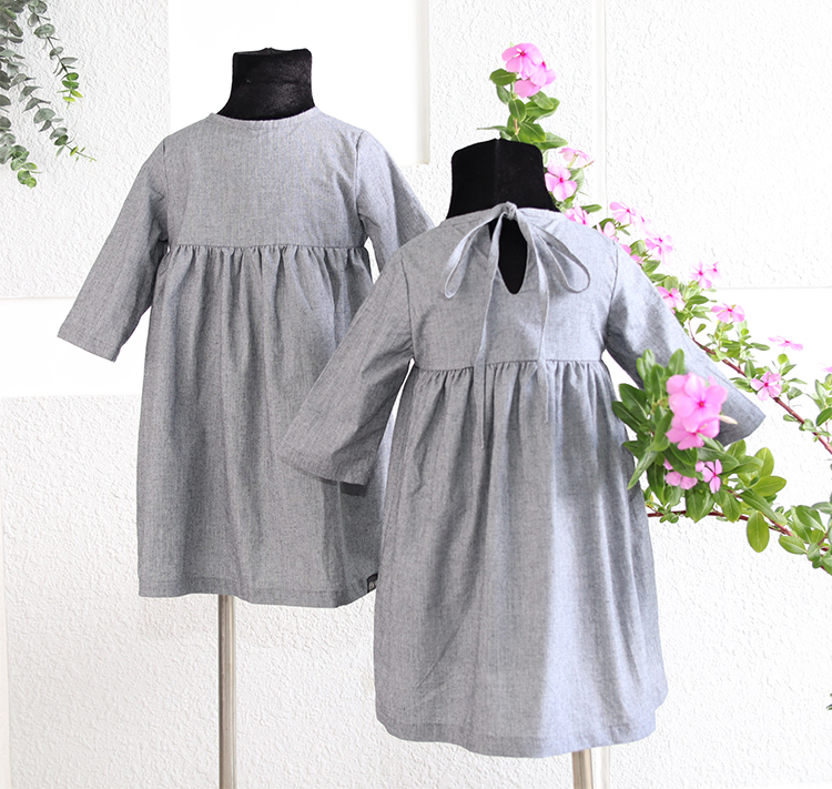 Đầm Bé Gái Tay Dài Buộc Nơ Phía Sau KIKAGND-0005