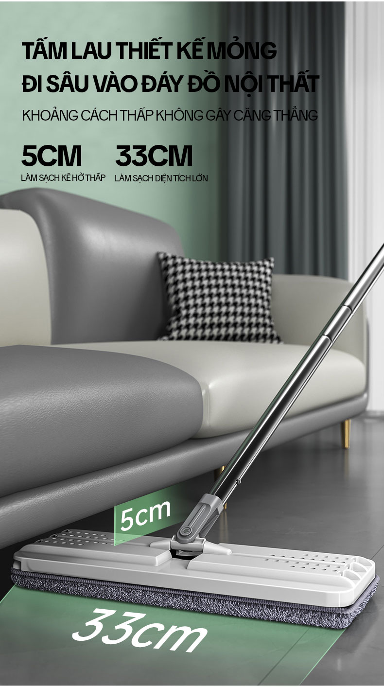 Bộ Cây Lau Nhà KITIMOP C6 PLUS-PRO, Thùng Lau Nhà Tự Vắt Thông Minh, Chổi Lau Nhà Xoay 360 Độ, Lau Sàn Làm Sạch