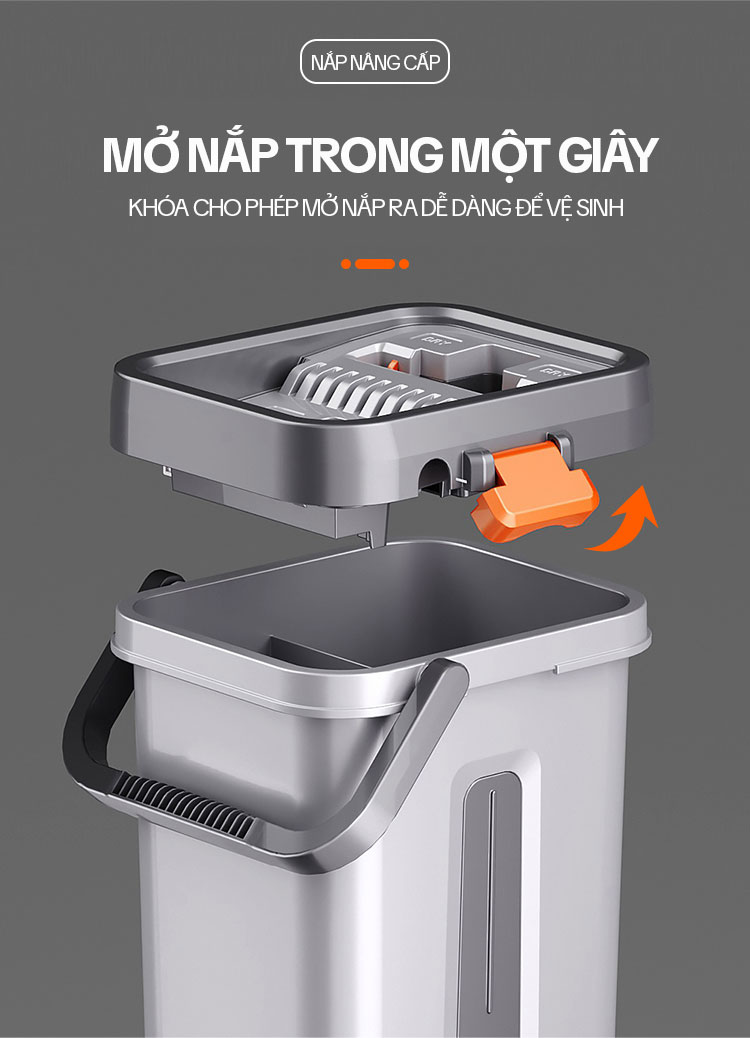 Bộ Cây Lau Nhà KITIMOP SM33 PRO, Thùng Lau Nhà Tự Vắt Thông Minh, Chổi Lau Nhà Xoay 360 Độ, Lau Sàn Làm Sạch